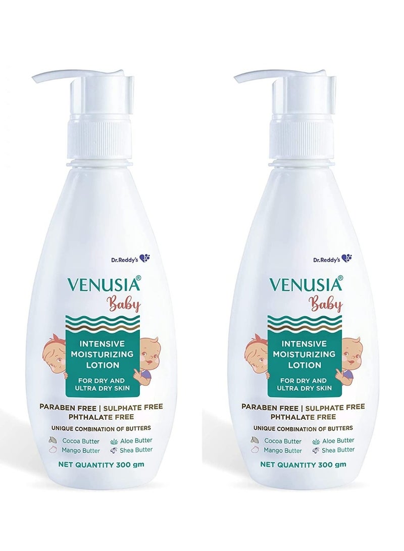 VENUSIA Dr. Reddy's Baby Intensive Moisturizing Lotion | Safe, Hydrating and Gentle | Goodness of Shea, Aloe, Cocoa and Mango Butter | Soothes Baby Skin | 300g (Pack of 2) - Image 1